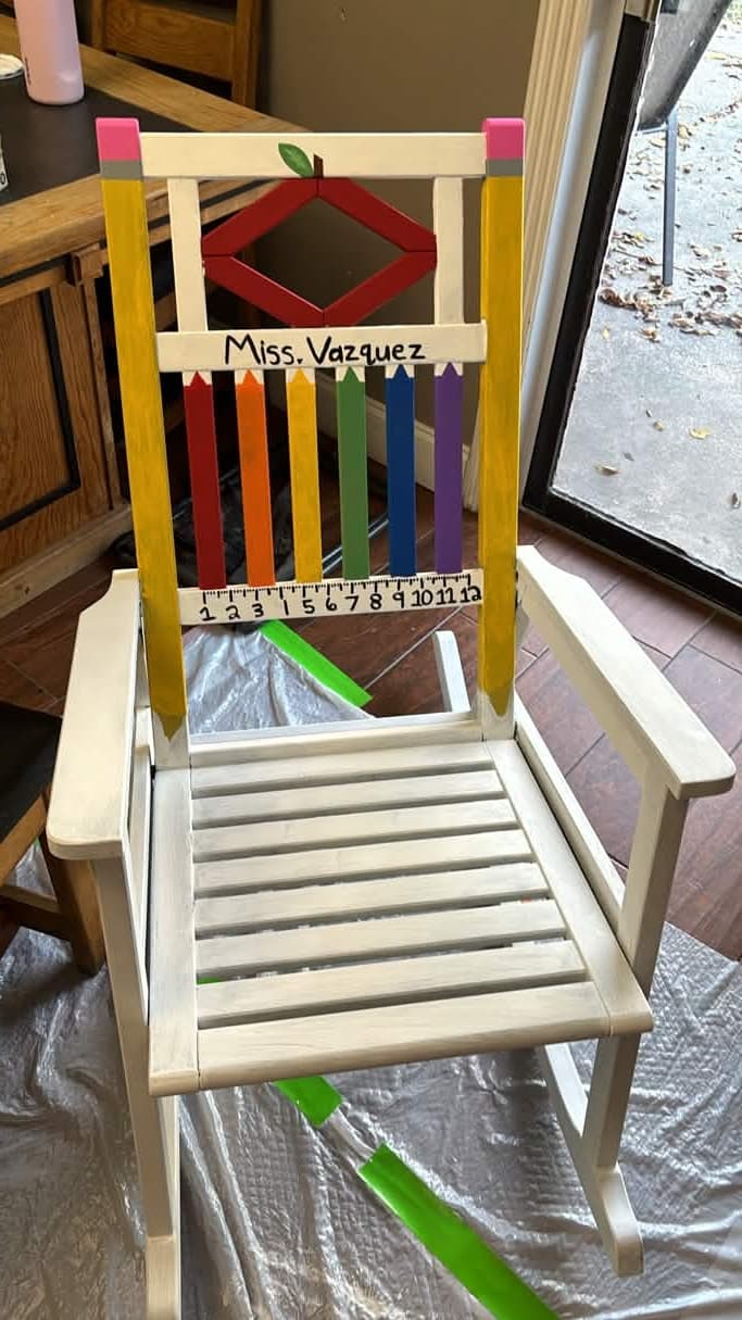 Custom Painted Teacher Rocking Chair thumbnail 3